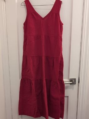 Quince Red Gauze Dress